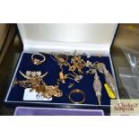 A box of costume jewellery to include silver and y