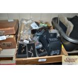 A box containing various costume jewellery, cuff-l