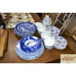 A collection of various pattern blue and white tea