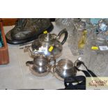 A silver plated three piece tea set