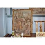 A gilt framed Flemish type tapestry