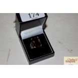 A boxed 925 smoky quartz set dress ring