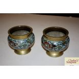 Two Chinese cloisonné decorated baluster vases wit