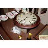 A mahogany cased schoolroom style wall clock