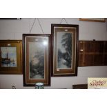 A pair of late Victorian oak framed prints after G