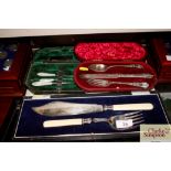 A three piece plated Christening set, the knife wi