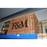 A wicker "F&M" basket