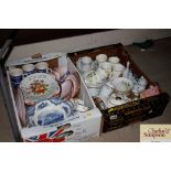 Two boxes of miscellaneous decorative teaware etc.