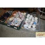 Two boxes of miscellaneous china; to include porce