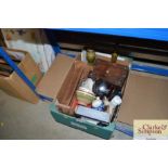 A box containing various sundry items to include;