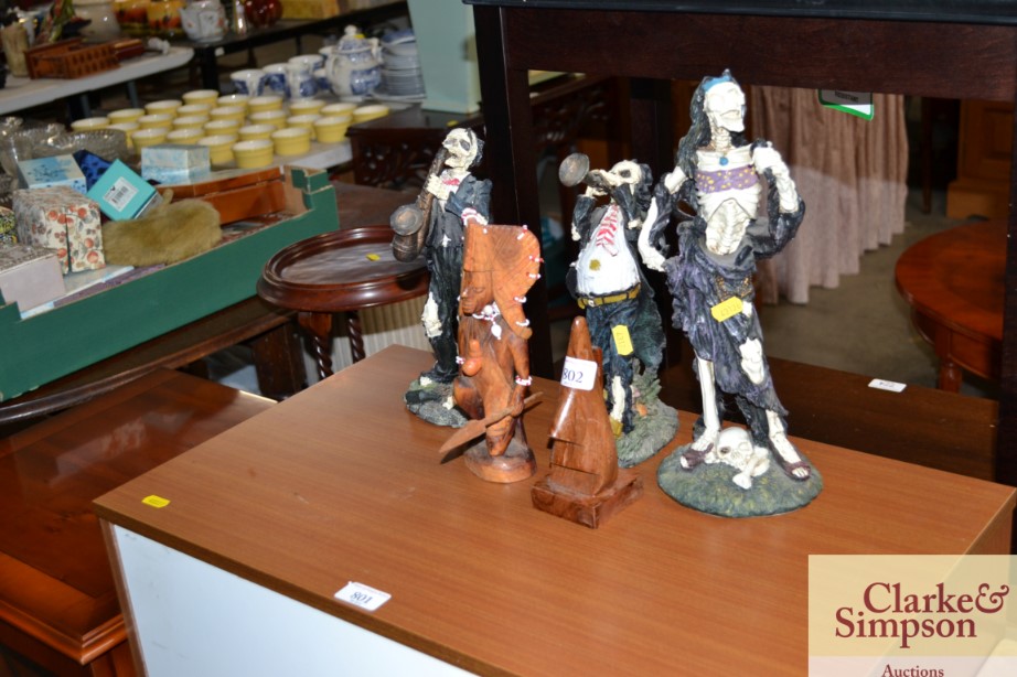 Five various decorative figures