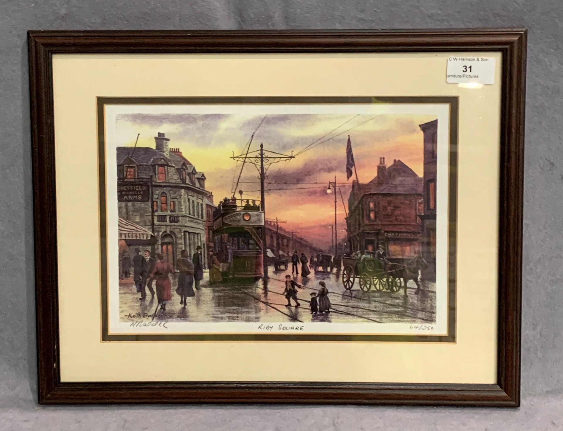 Keith Baldock a small framed Limited Edition print 'Riby Square' 21 x 30cm signed in pencil and No.