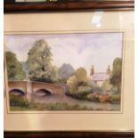 Irene G Tomlinson framed watercolour 'Ashford in the water' 23 x 33cm signed and dated 1995