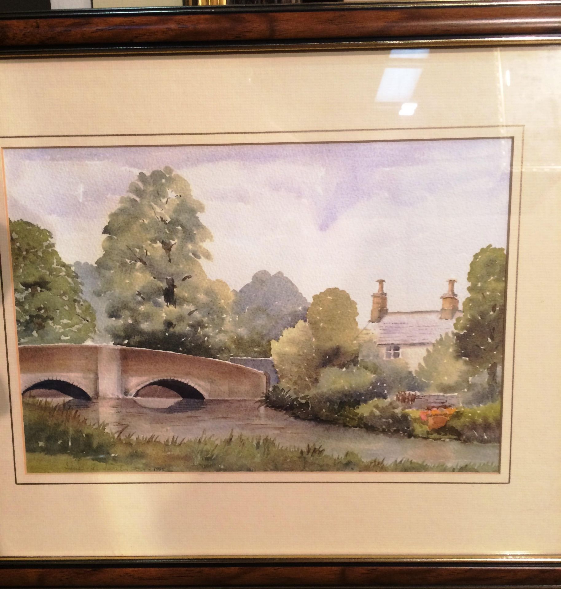 Irene G Tomlinson framed watercolour 'Ashford in the water' 23 x 33cm signed and dated 1995