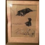 Cecil Aldin a framed book plate from 'Just Among Friends,