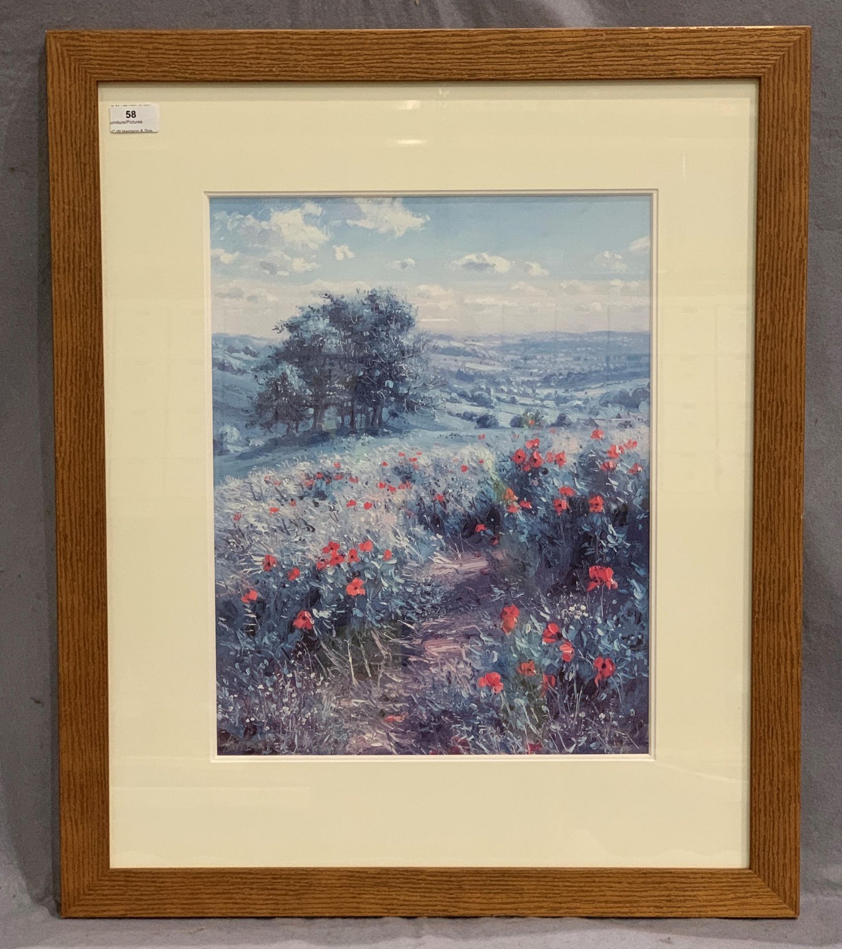 Rex Preston framed Ltd Edition print 'Hillside Poppies' 46 x 35cm signed and No.