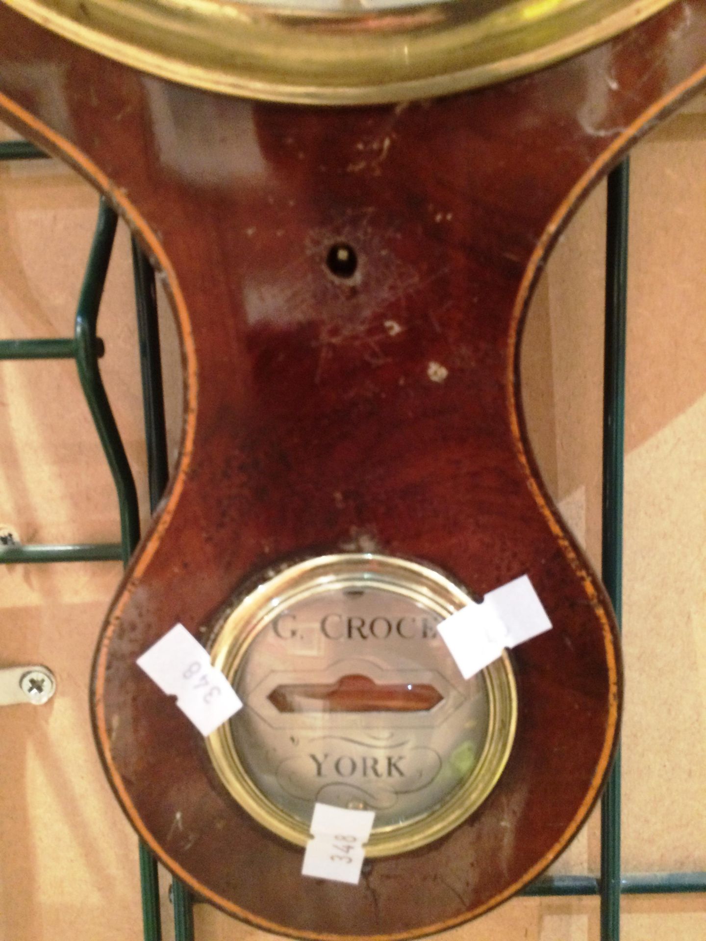 G Croce York a wall barometer in walnut frame 97cm with damages - Image 2 of 2