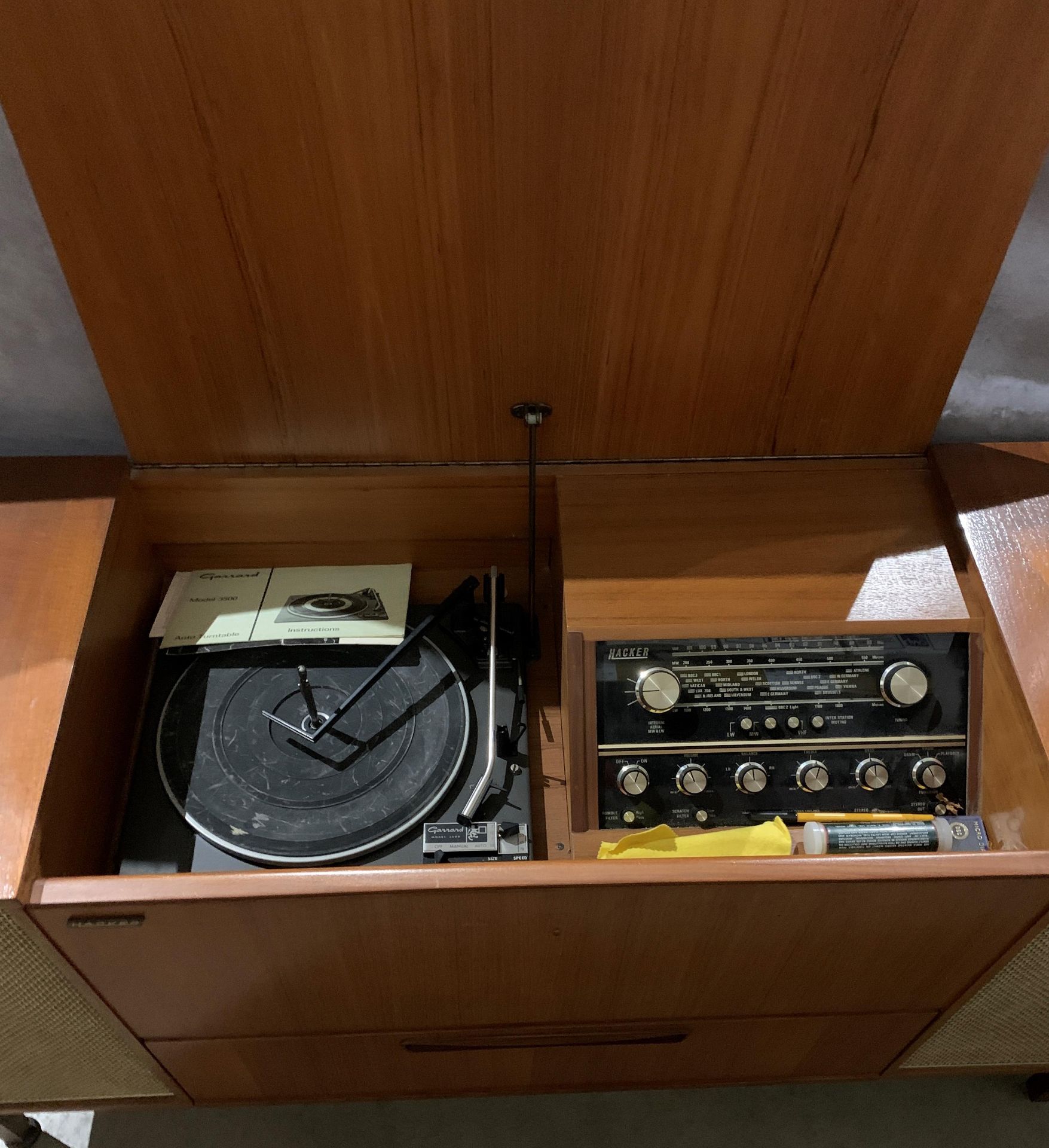 A Hacker radiogram, model number CU1200B in teak case with Garrard model 3500 automatic turntable, - Image 2 of 4