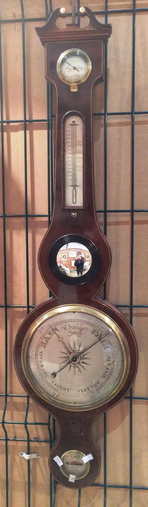 G Croce York a wall barometer in walnut frame 97cm with damages