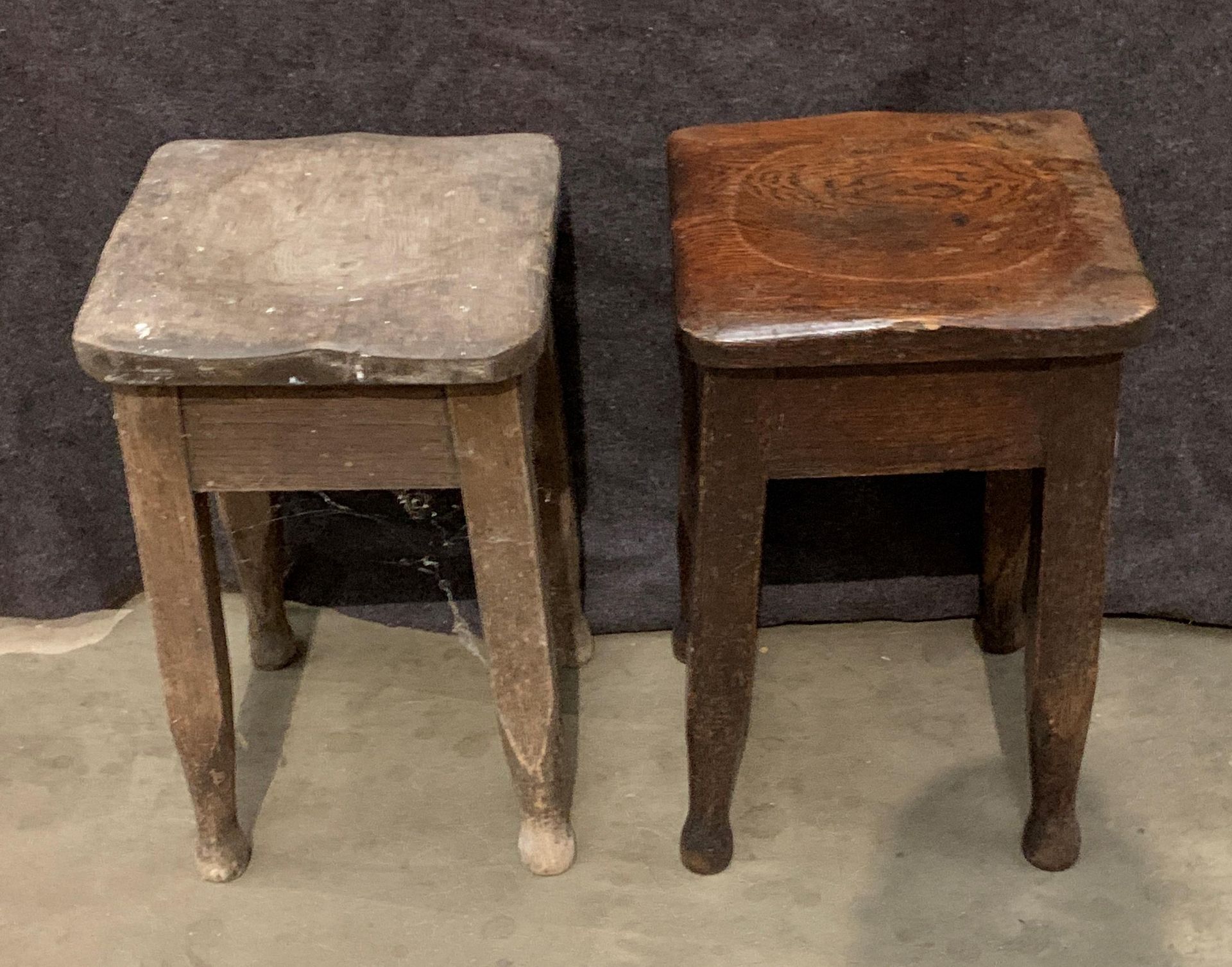 Two oak stools - Image 2 of 2