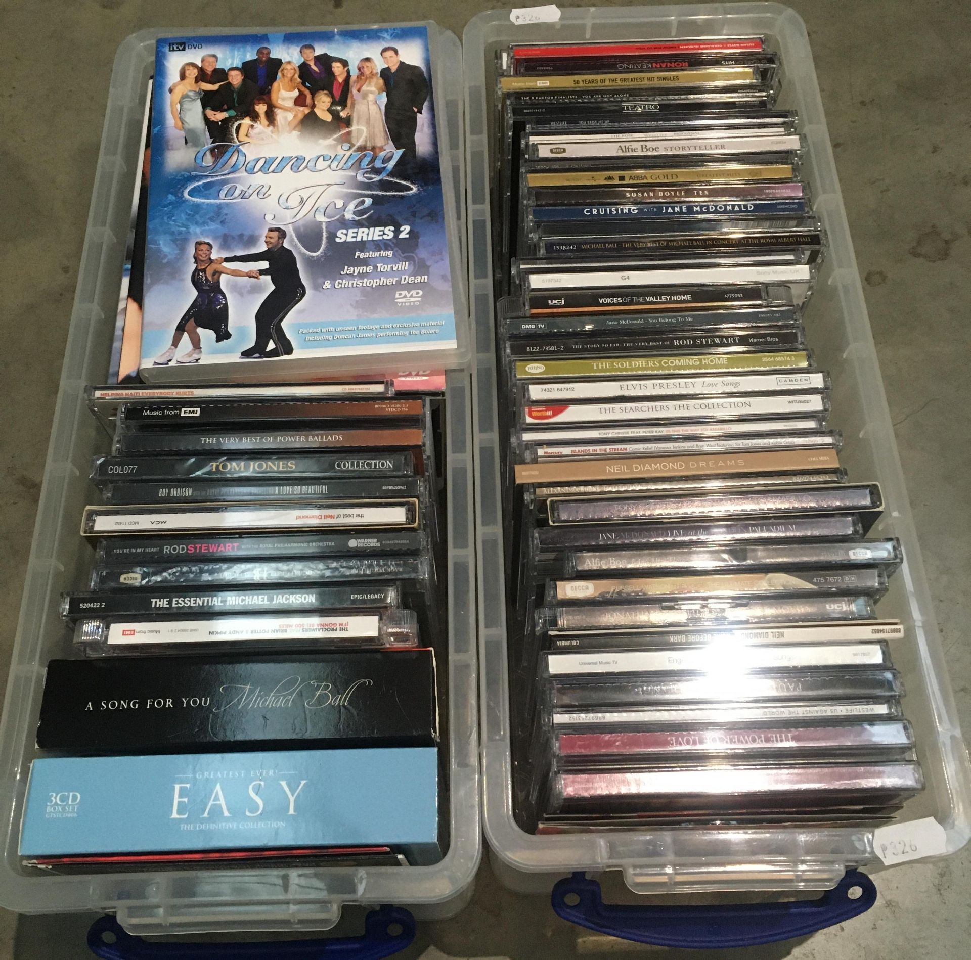 Contents to two boxes - approximately 47 x CDs (Rod Stewart, Abba, Elvis,