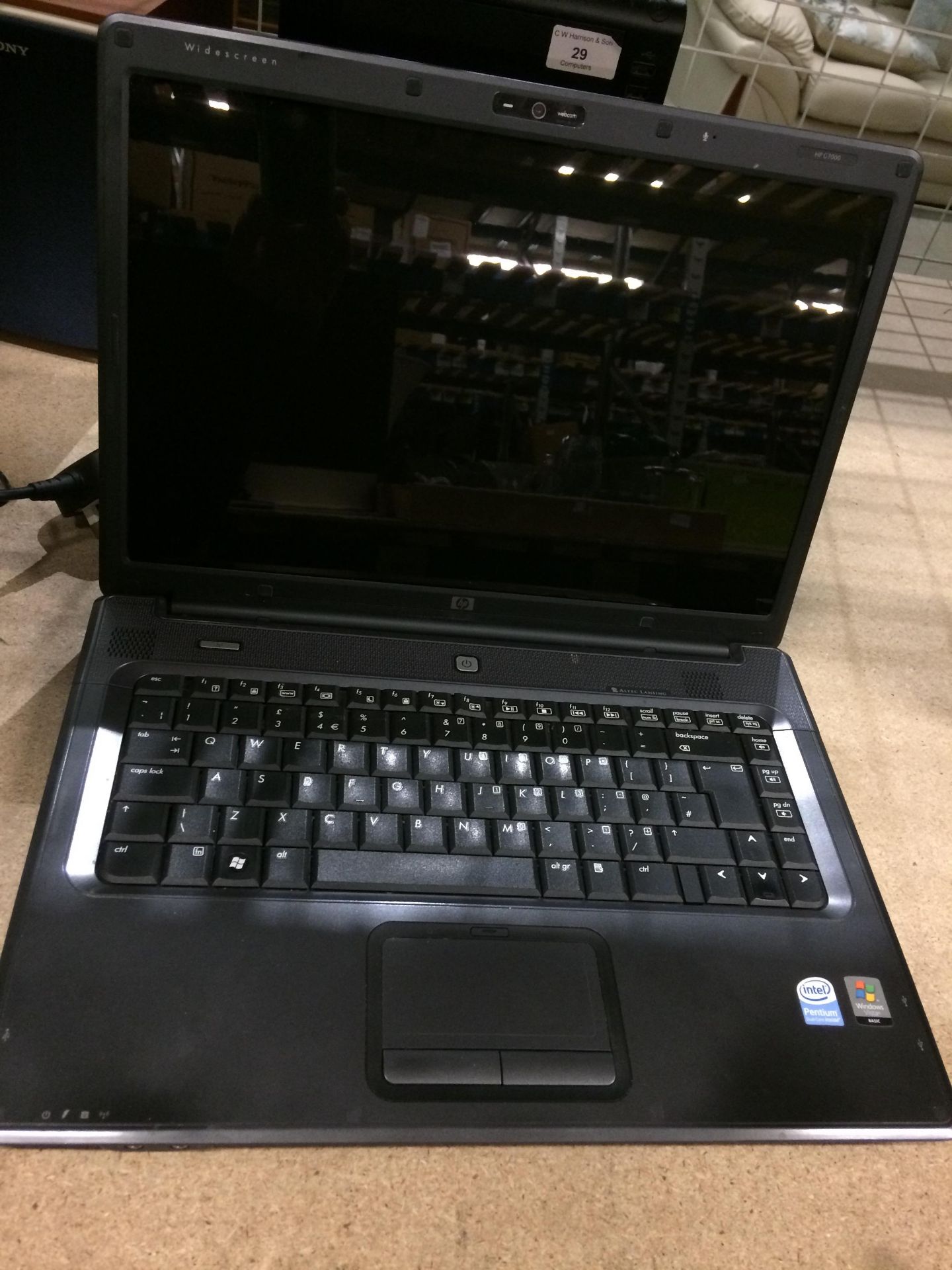 An HP G700 laptop - it has been wiped but no leads included