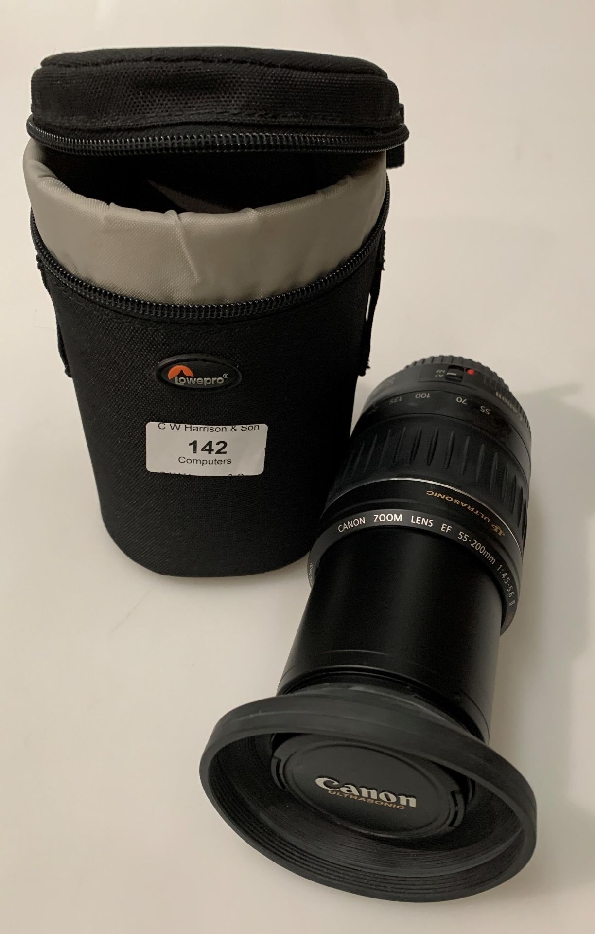 Canon Zoom lens EF 55-200mm complete with Lowepro Case