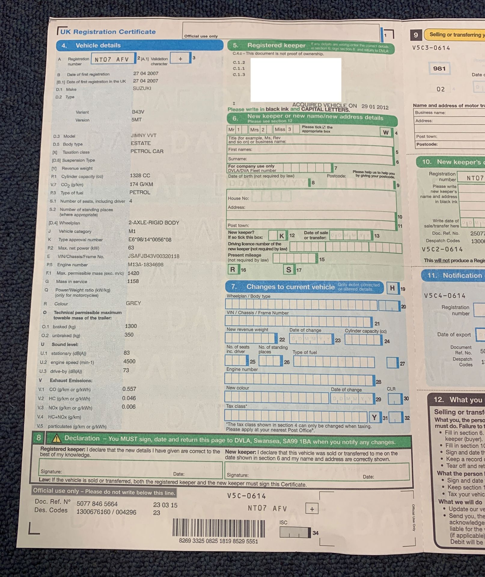 ON INSTRUCTIONS RE: A DECEASED ESTATE - SUZUKI JIMNY VVT 1.3 (1328cc) ESTATE - petrol - grey Reg. - Image 5 of 9