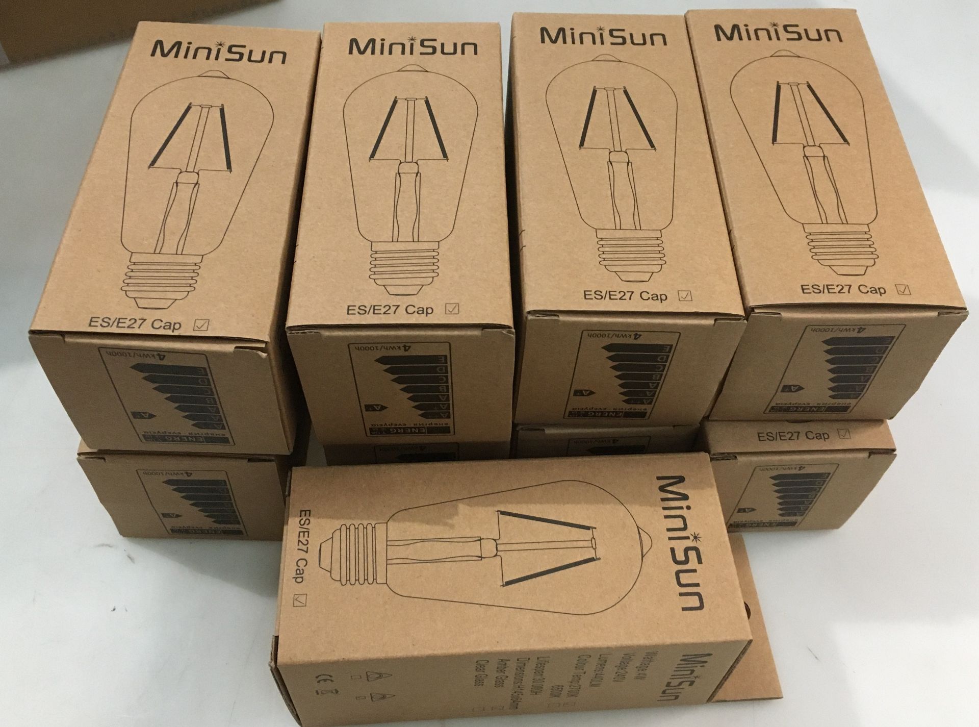 9 x MiniSun 4W Amber LED Vintage Filamen