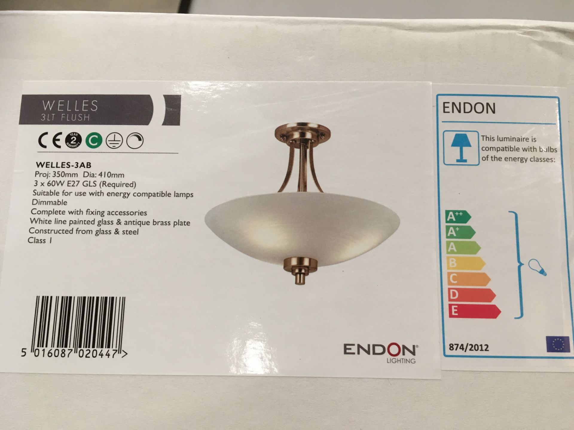 Endon Lighting Welles 3-Light Semi Flush