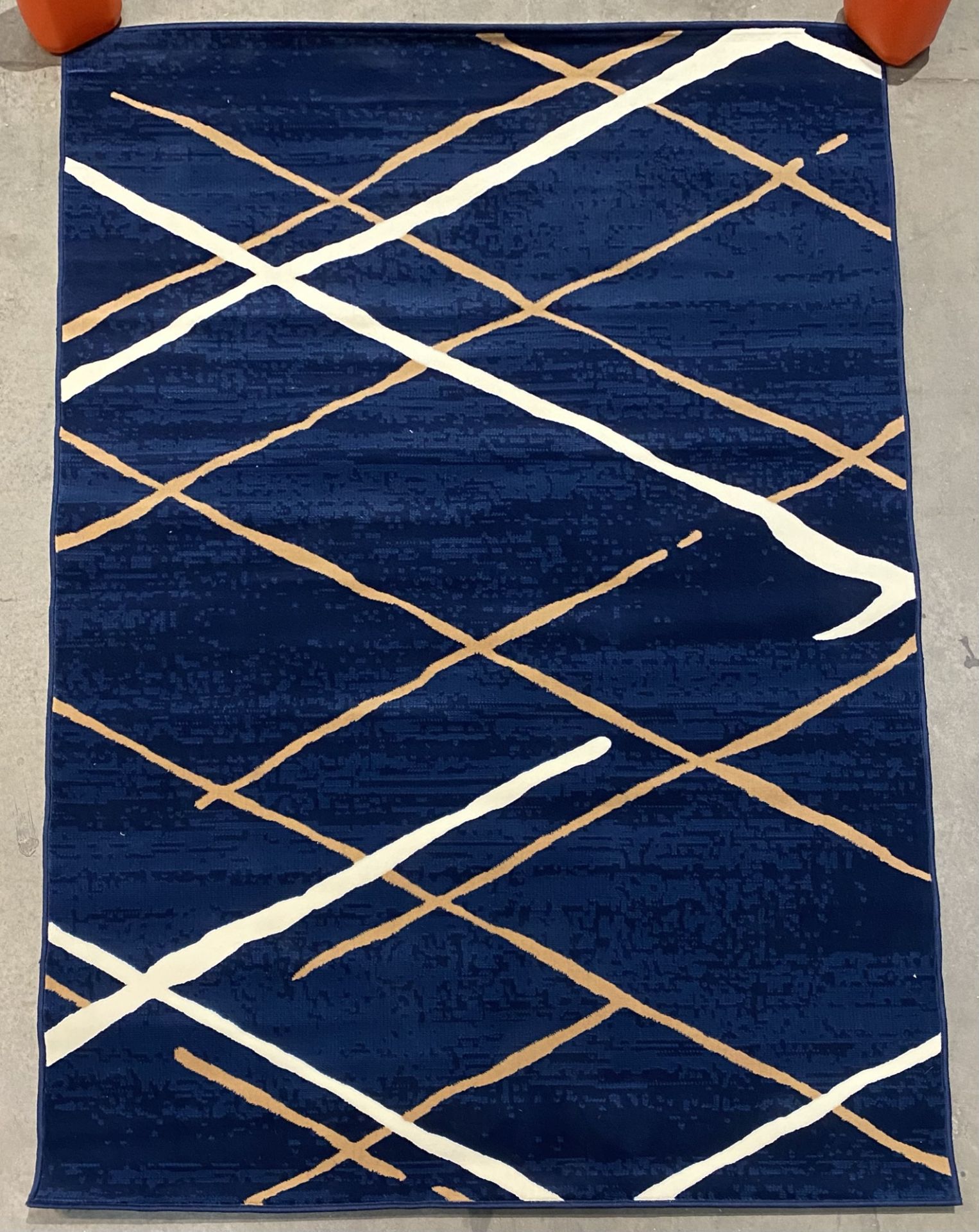 Kayoom Vancouver modern short pile rug, blue, beige and white,