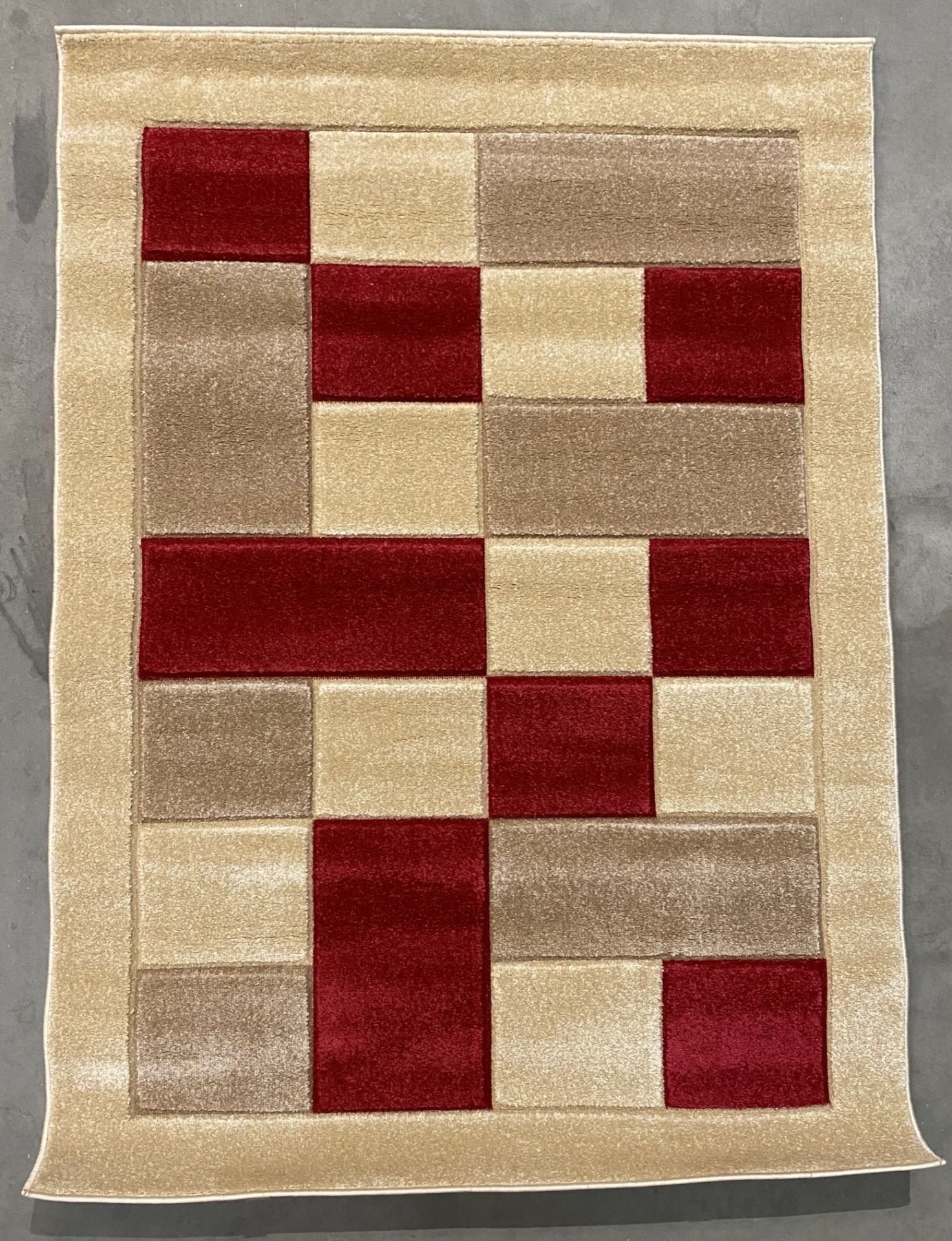 Matrix rug, beige and red,