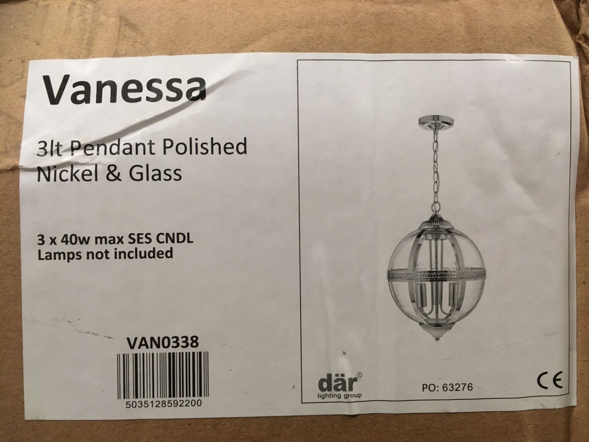 Dar Lighting Vanessa 3-Light Globe Pendant