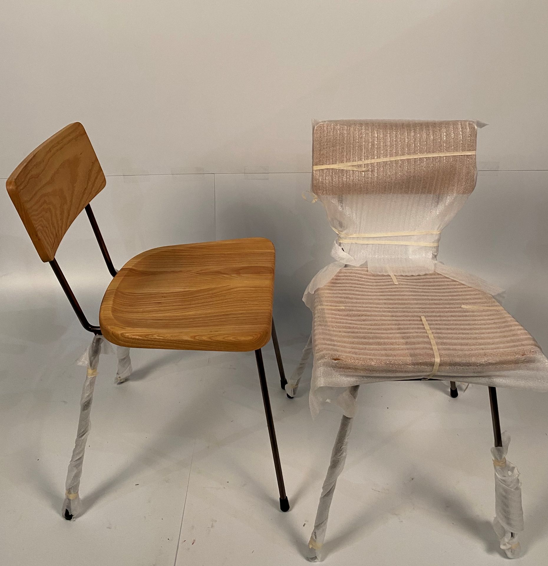 3 x College wooden chairs with metal frames - Image 2 of 4