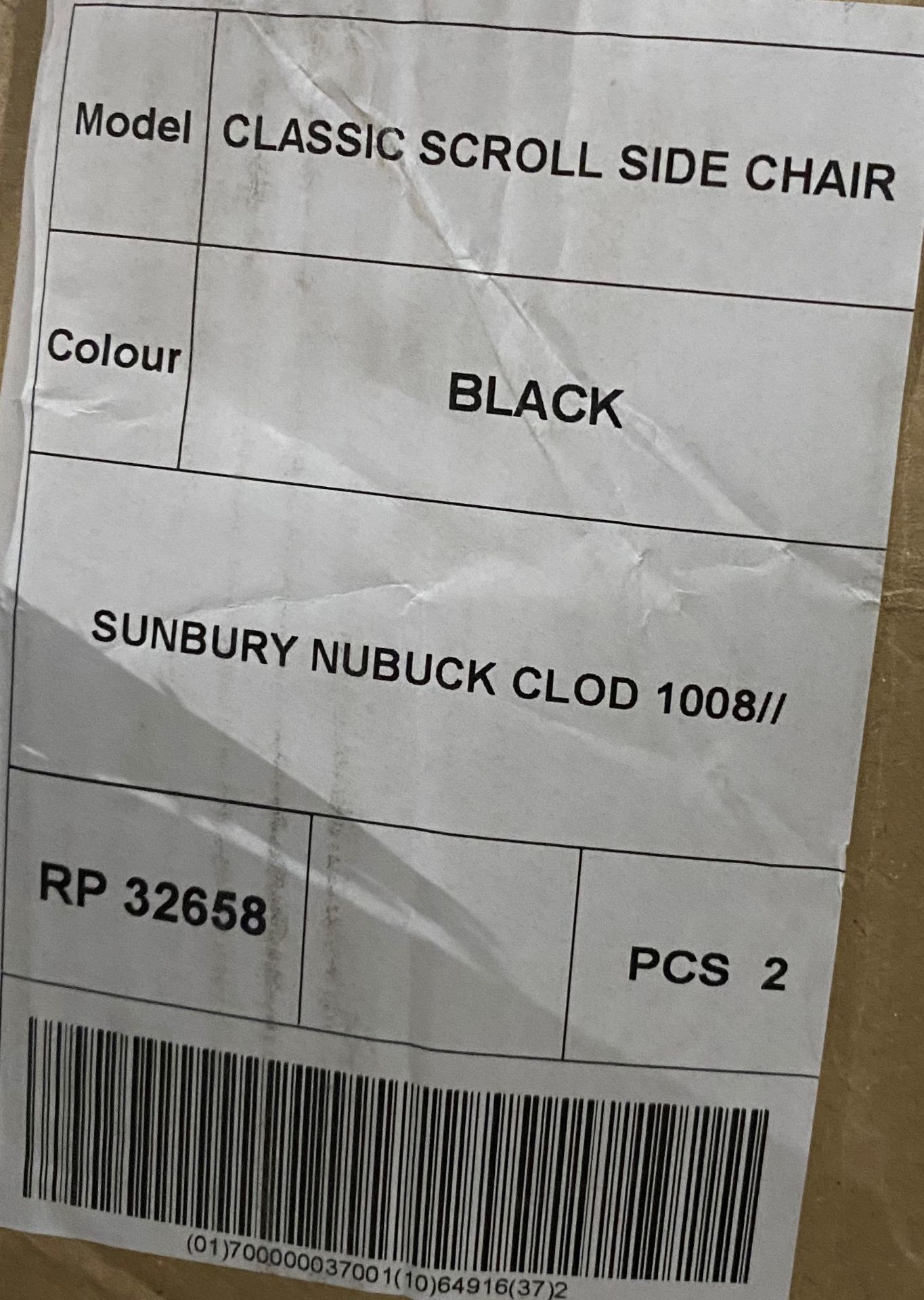 2 x Classic Scroll Sunbury Nubuck Clod 1008 side/dining chairs - Image 3 of 3