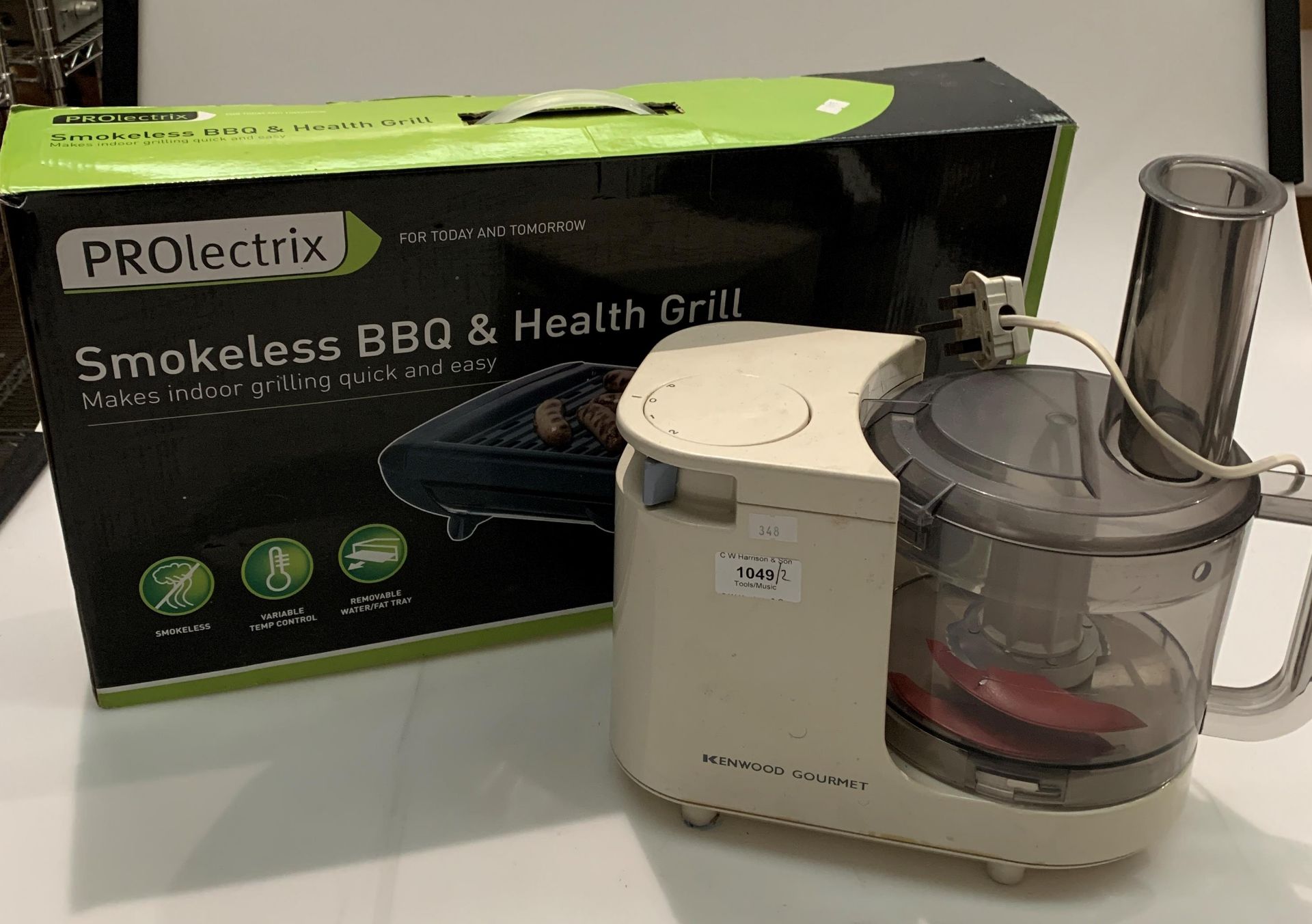 Prolectrix smokeless BBQ and Health Grill (boxed) and a Kenwood Gourmet table top blender (2)