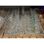 Contents to tray - a large quantity of assorted glasses - wines, spirits,