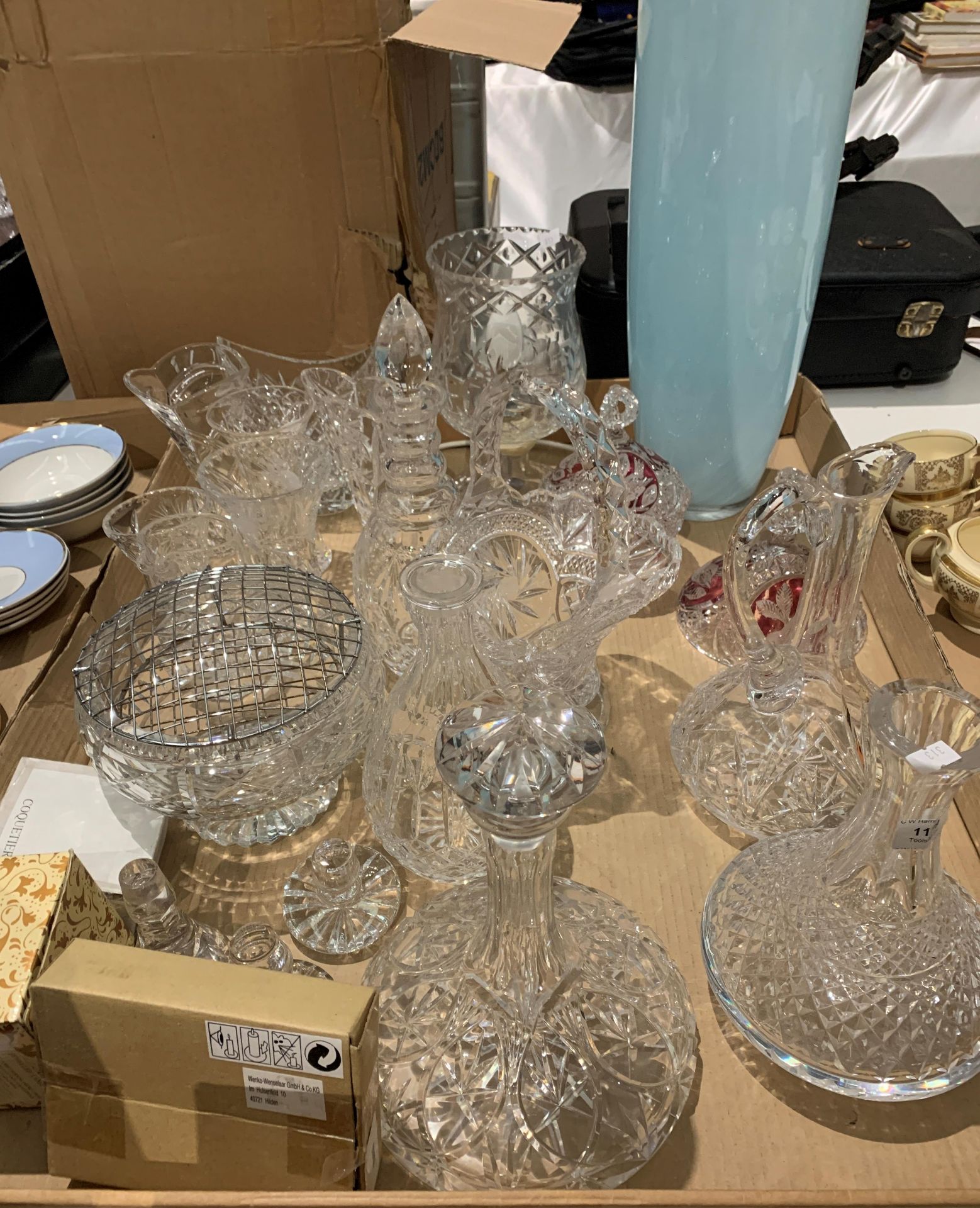 Contents to lid - quantity of pieces of large glassware - decanters, vases, bowls, - Image 2 of 2
