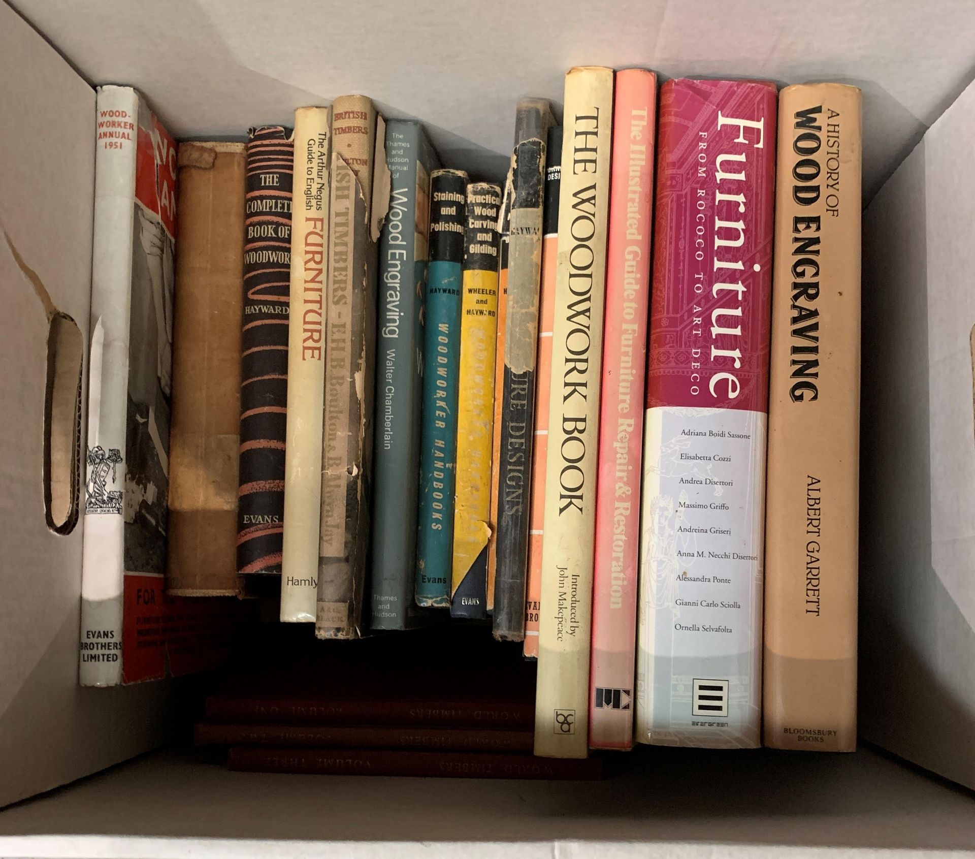 Contents to three boxes, various books on furniture, woodworking and metalwork, - Image 2 of 13