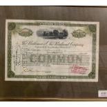 A framed share certificate for the Baltimore and Ohio Railway Company dated May 1932 - share