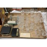 Contents to tray - glasses and assorted sets of plated cutlery by Viners,