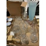 Contents to lid - quantity of pieces of large glassware - decanters, vases, bowls,
