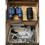 Brown leather finish case and contents - a pair of Perflex 20 x 50 3° binoculars,