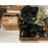 Contents to box - radio and tape cables and contents to drawer - various camera flashes by Vivitar,