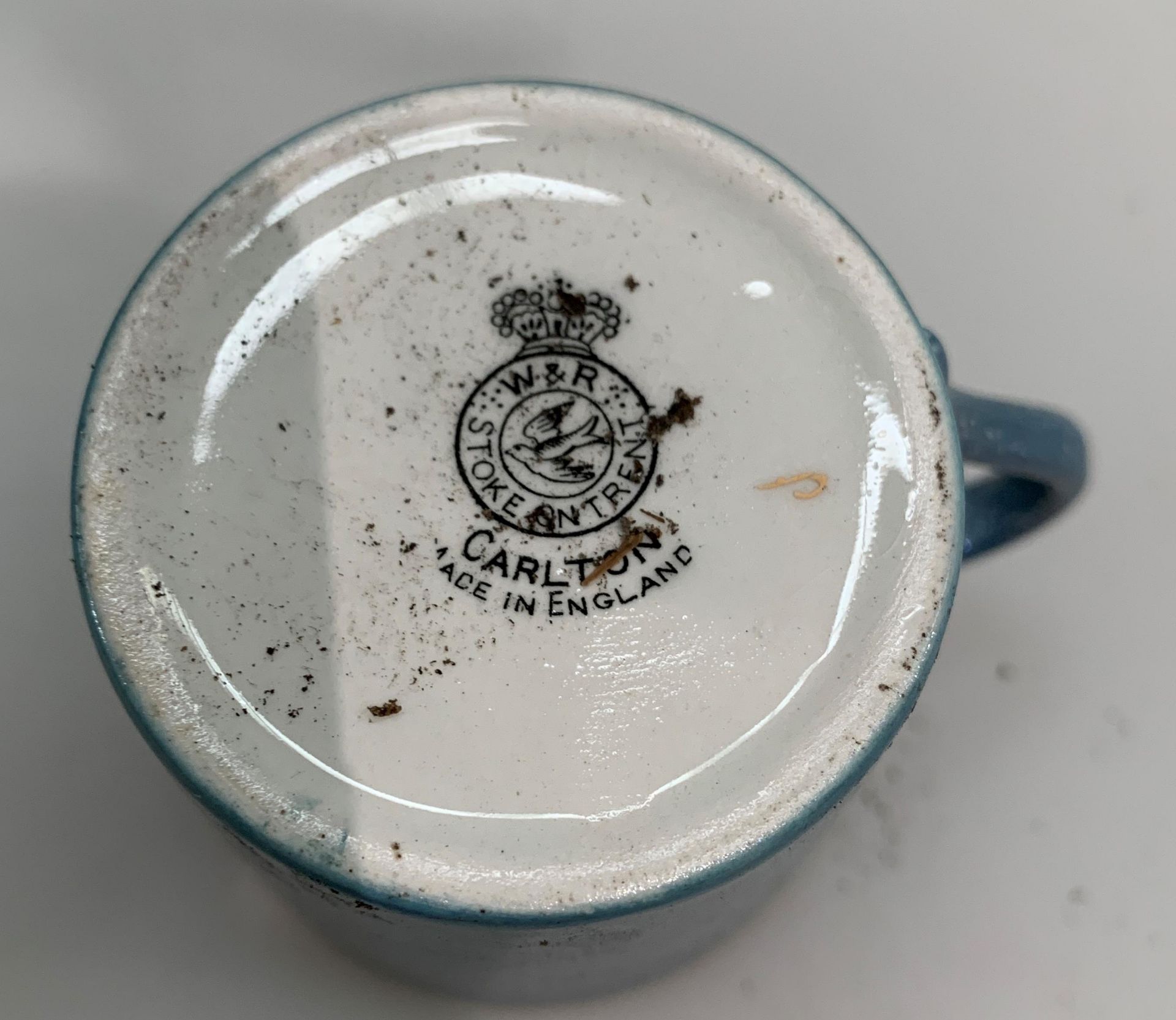 A Carlton blue glazed porcelain fifteen piece coffee set (one cup white glazed internally) - Image 2 of 2