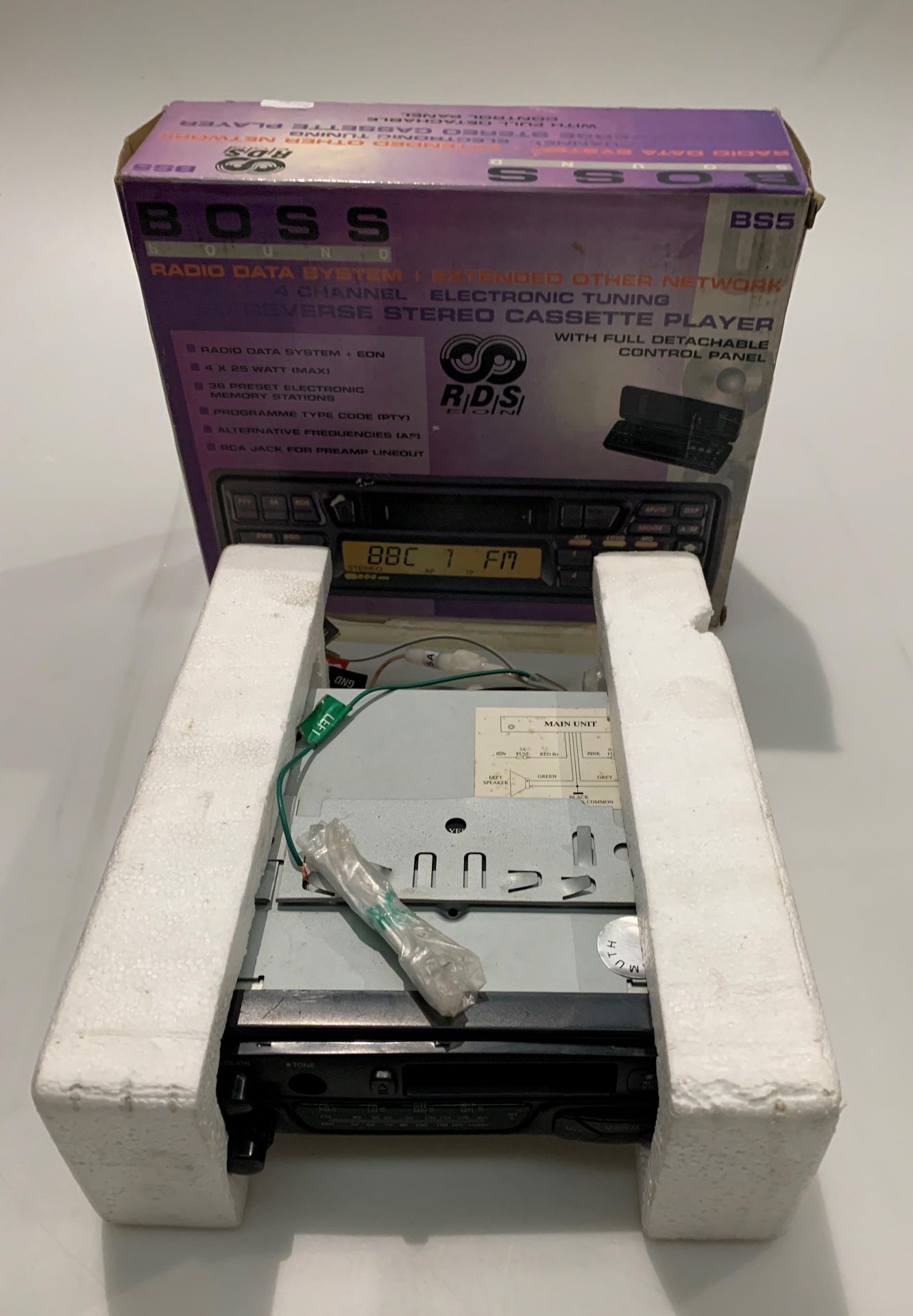 A Harvard car radio/cassette player in non matching Boss box and a Sharp WQ-C060 portable stereo - Image 3 of 3