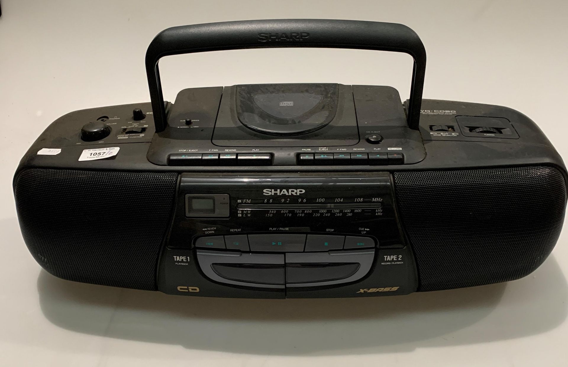 A Harvard car radio/cassette player in non matching Boss box and a Sharp WQ-C060 portable stereo - Image 2 of 3