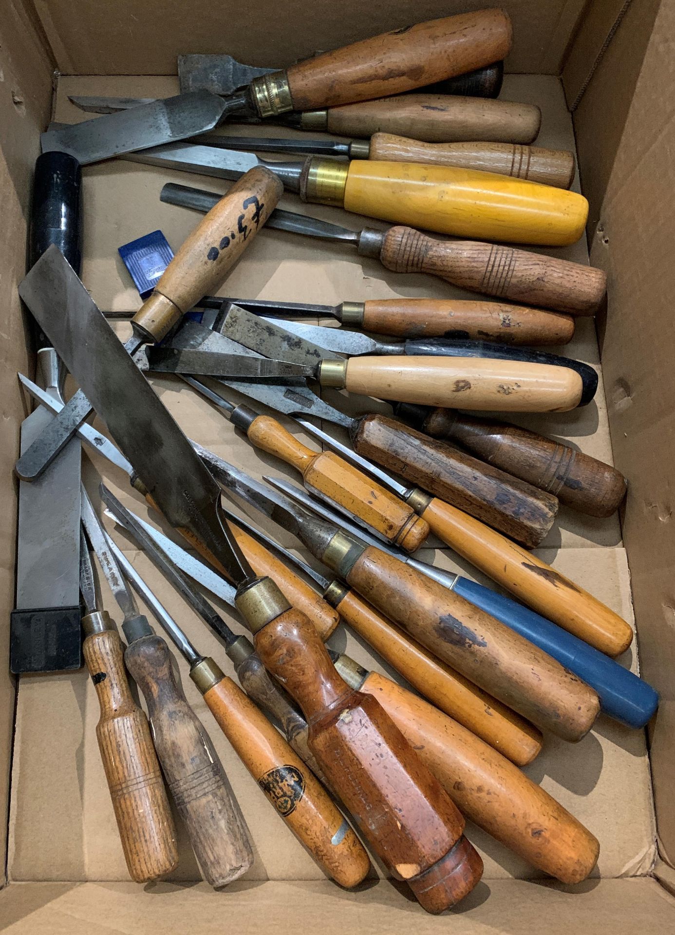 Twenty four assorted chisels and gougers, makes include G Hill Sheffield,