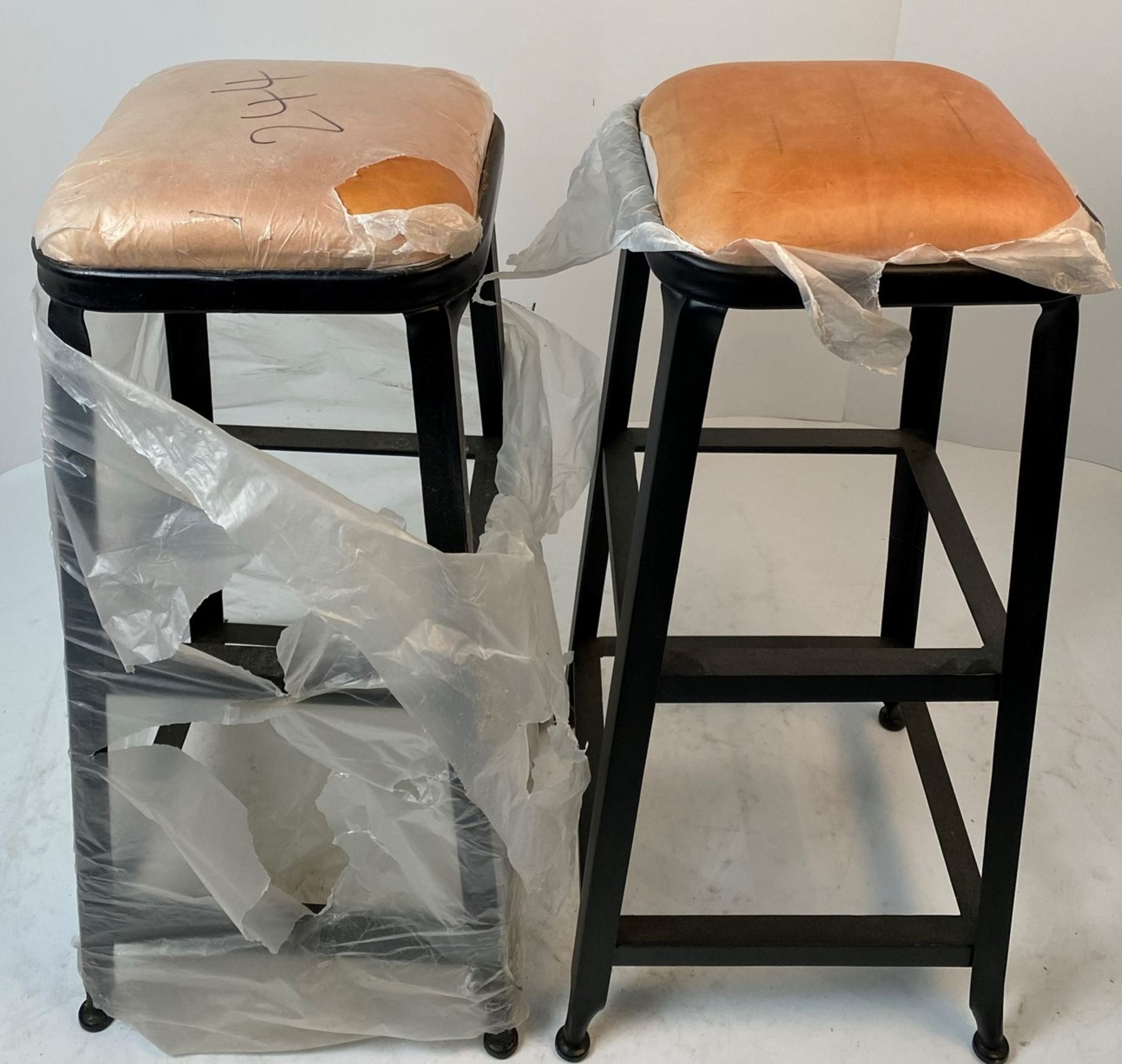 2 x Industrial UPH high stools with metal frames