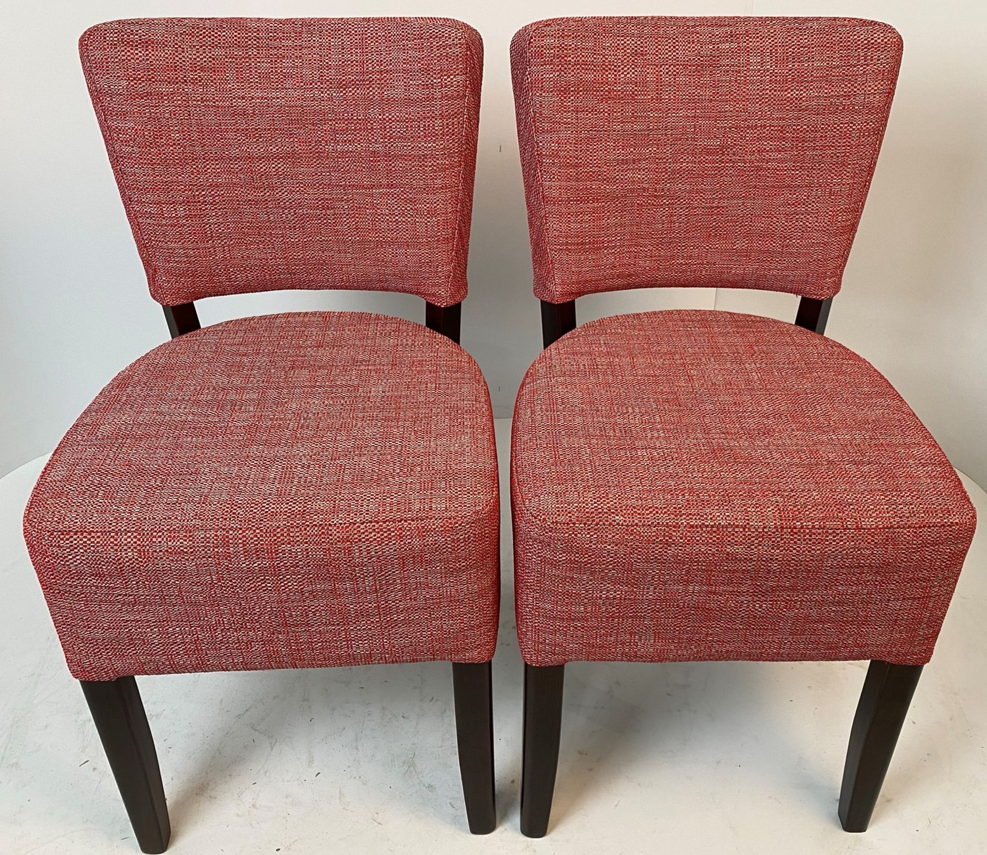 2 x Memphis Sekers Byblos 17 Garnet side/dining chairs with walnut coloured frames